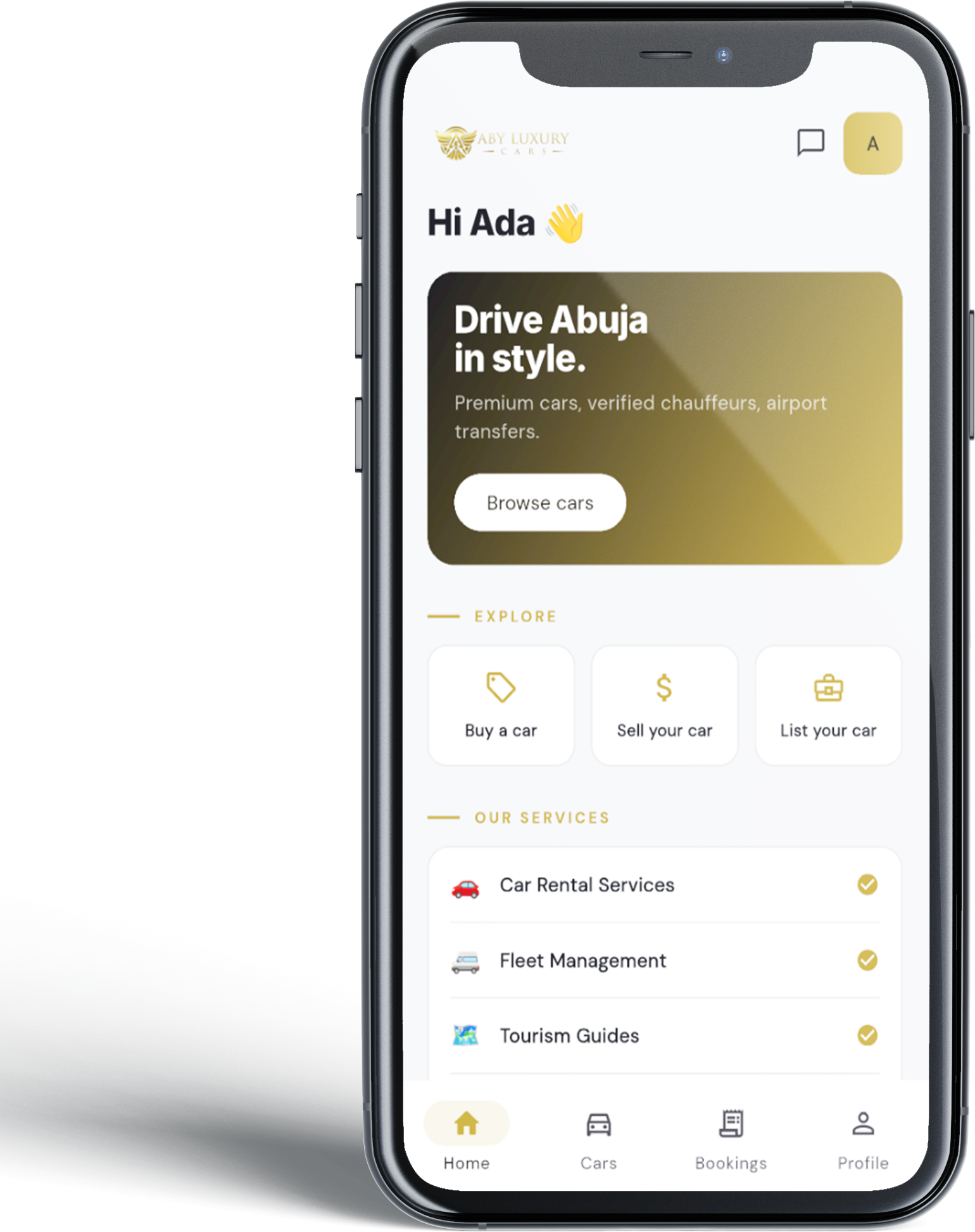 Aby Luxury Car Rentals mobile app